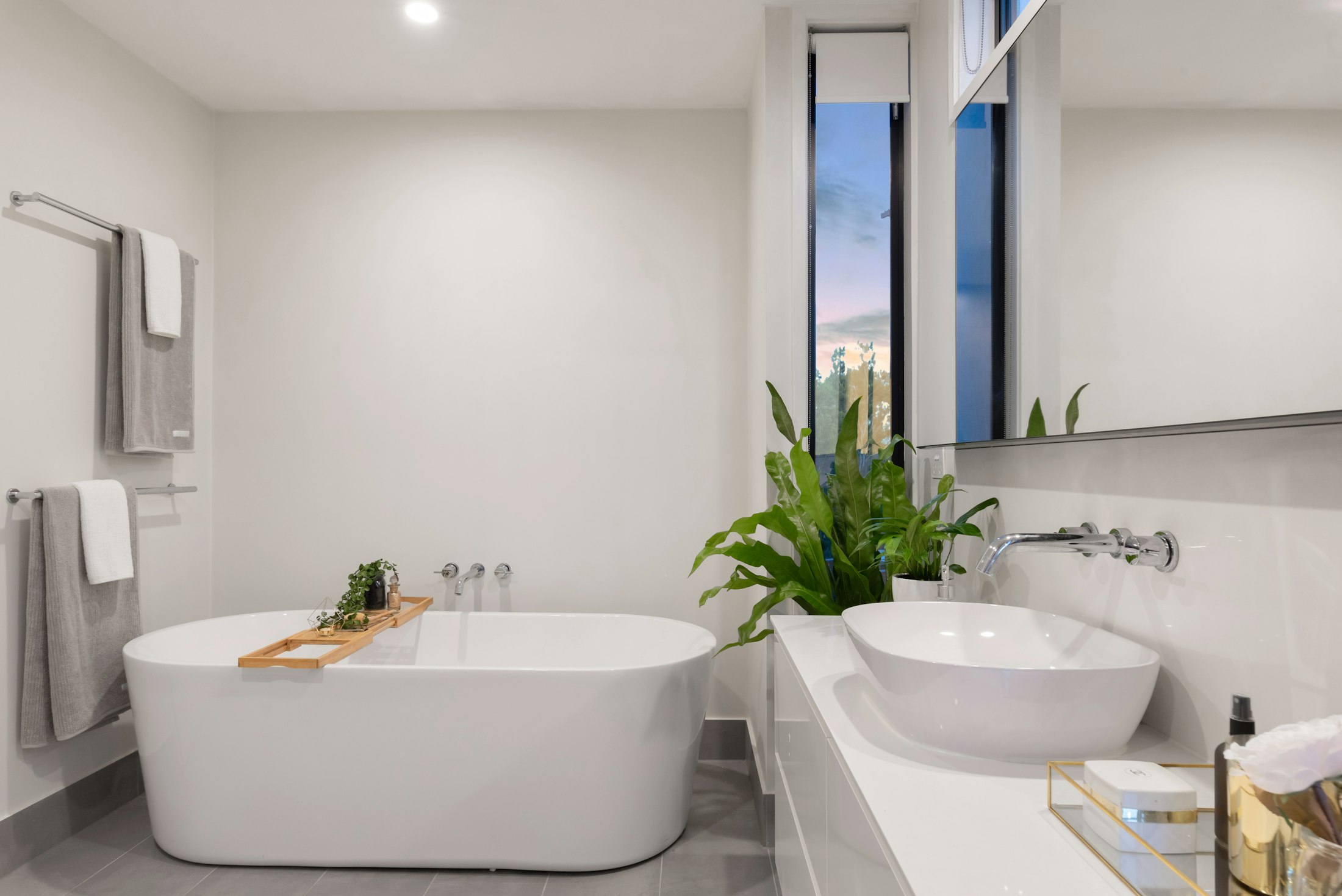 Premium bathroom interior with bathtub